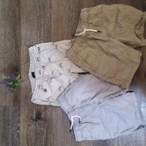 🌁EUC: (3) PAIR KHAKI SHORT'S BUNDLE; MAYORAL/CAT & JACK, BOYS, SIZE: SMALL 6-7.
